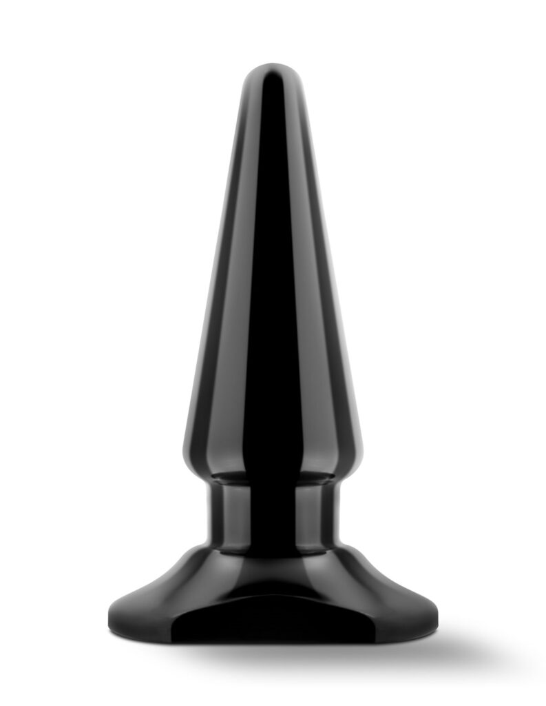 Black rubber butt plug with flared base