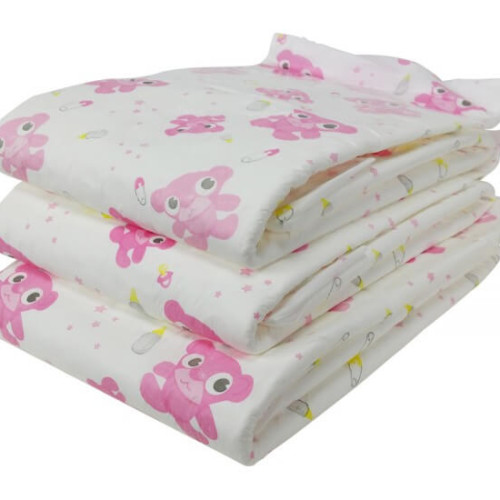 Adult nappy with pink teddybears on it.